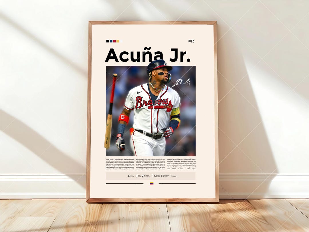 Ronald Acuna Jr. Poster, Sports Poster, Baseball Fans, Baseball Wall ...