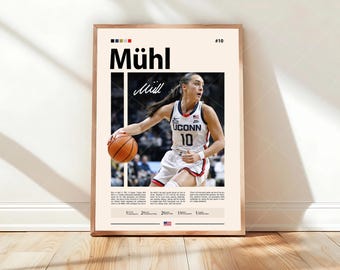 Poster di Nika Muhl, arte murale da giocatore di basket, stampa di atleta, decorazione sportiva, poster minimalista per camera da letto, regalo di arte moderna