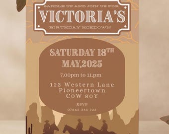 Western Party invitation - Digital download - Print at home