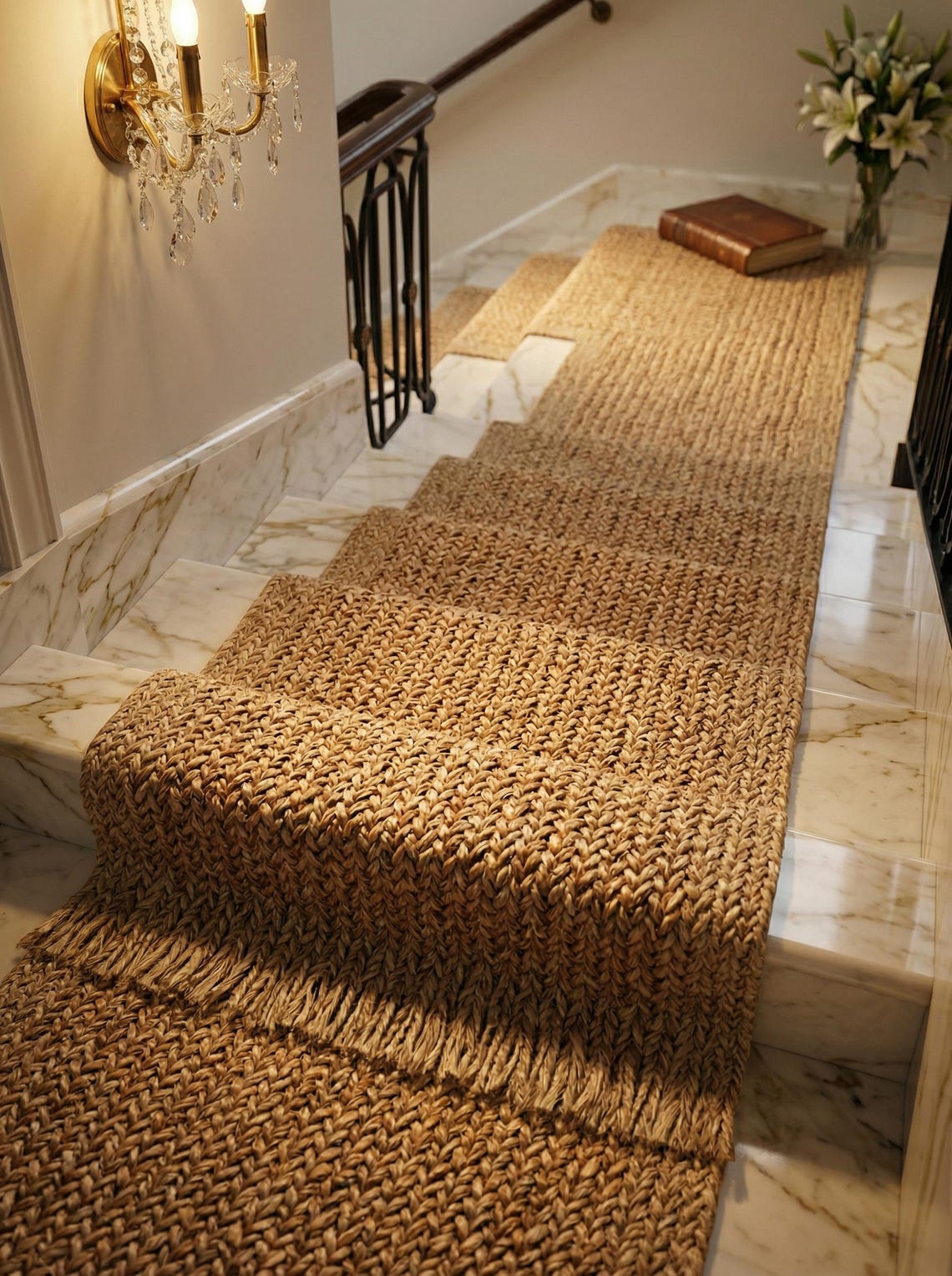 Jute Stair Runner Rug, Natural Fiber Runner Rug,farmhouse Stair Runner ...
