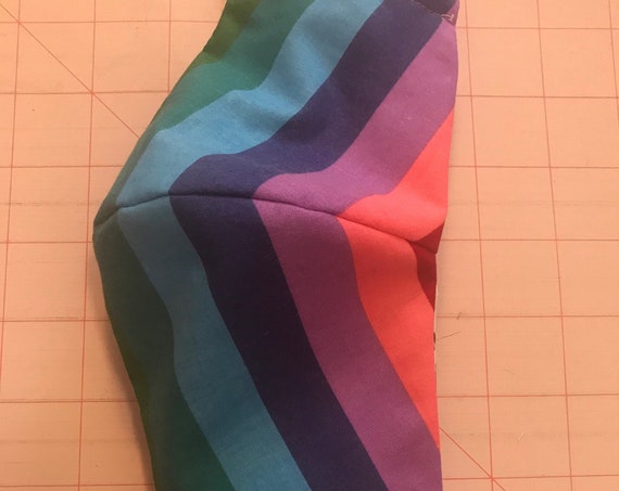 Rainbow Chevron Washable Face Mask Protective Covering Pocket and metal Nose piece Woman’s or Teens size