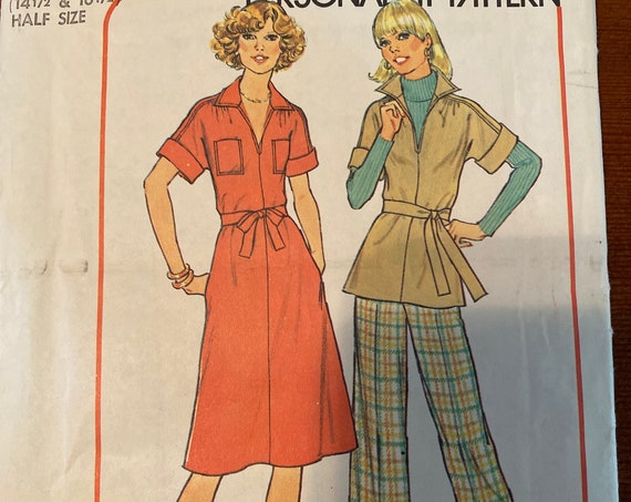 Uncut - Vintage 70s Simplicity Tunic Pants Dress Sewing pattern #7583 -  Size 14.5 thru 16.5