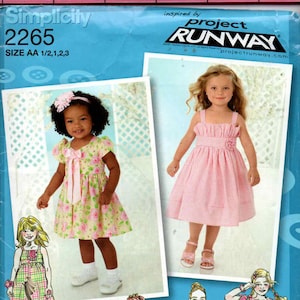 Uncut Simplicity Toddler Girls Dress Project Runway sewing pattern Size AA 1/2 to 3 image 1