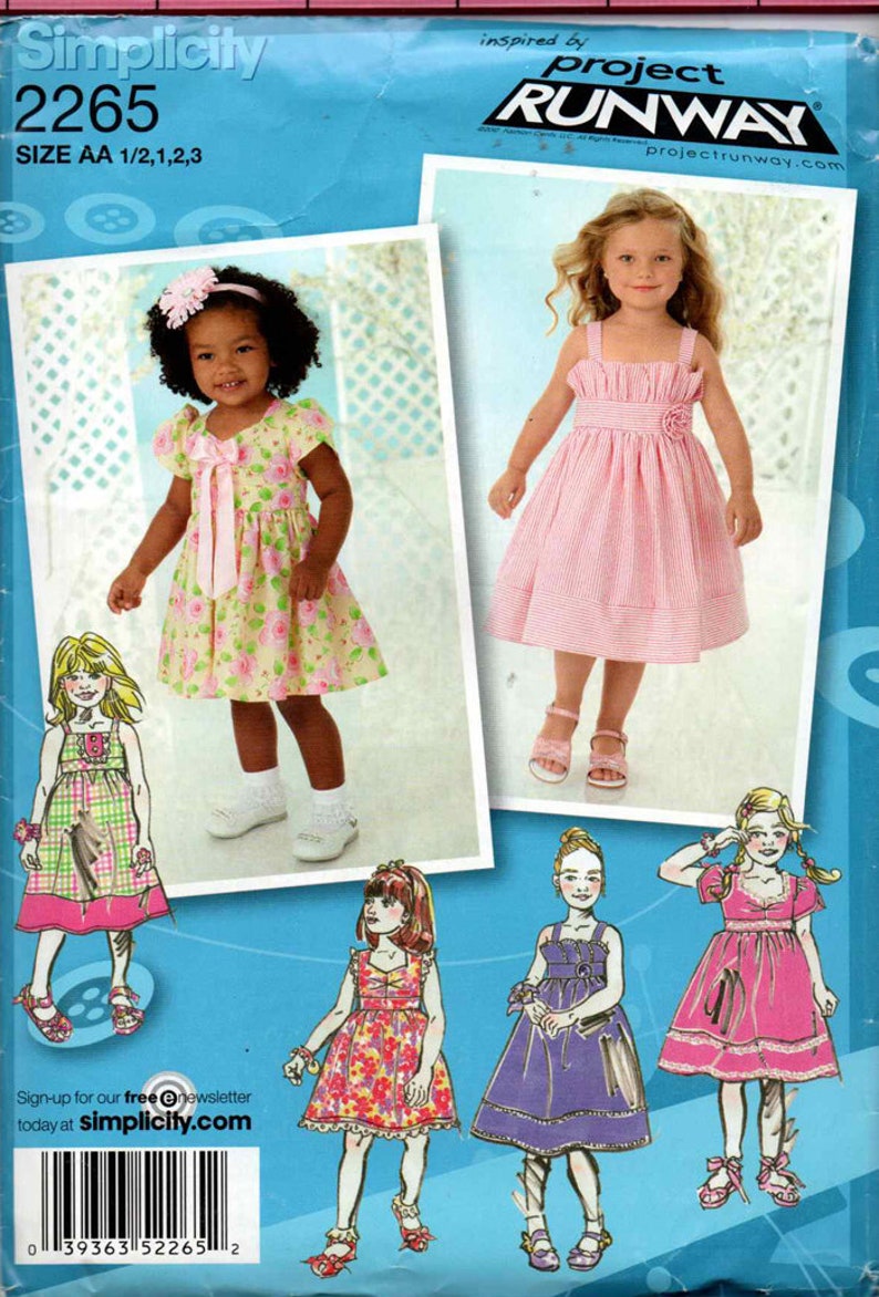 Uncut Simplicity Toddler Girls Dress Project Runway sewing pattern Size AA 1/2 to 3 image 1