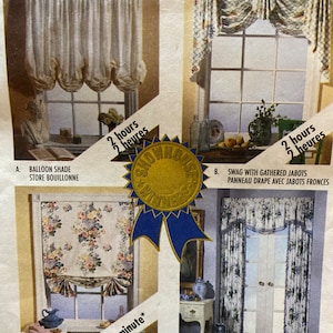Uncut McCall’s Home Dec Fast Roman Shade Curtains pattern #7532