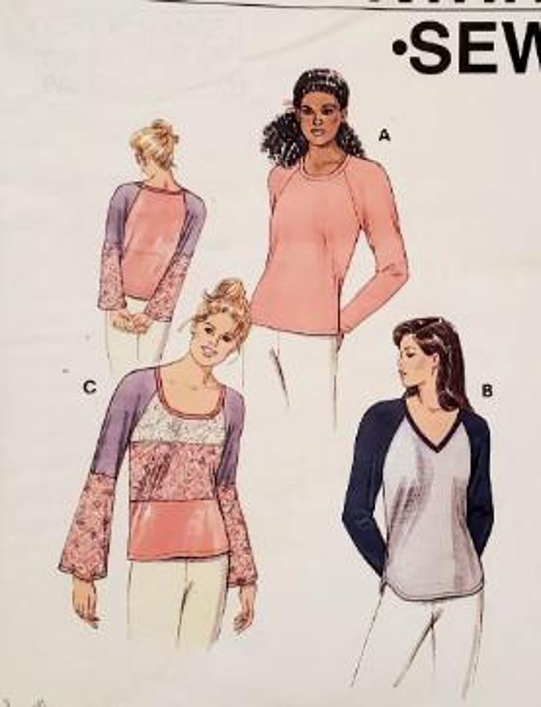 Uncut Kwik Sew 2874 Classic Long Sleeve Tee Top Sewing Pattern Size XS ...
