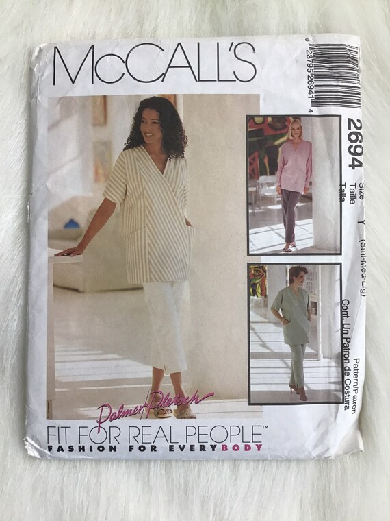 Uncut Designer McCalls 2694 Tunic Top Pants Sewing pattern Size Y- Sm to LG Bust 31” to 40”