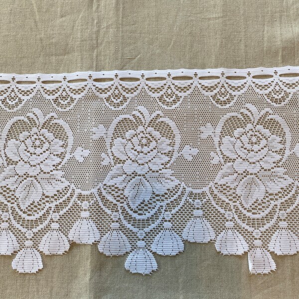 Window Curtain Valance Scalloped Lace Fabric 11” Over 1 yard