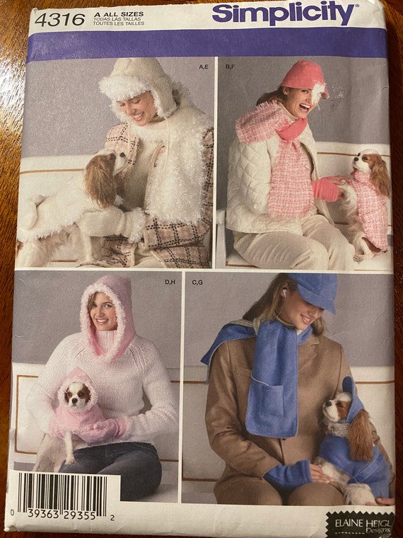 Uncut - Simplicity Winter Hats Dog Clothes Sewing pattern #4316 -  All Sizes