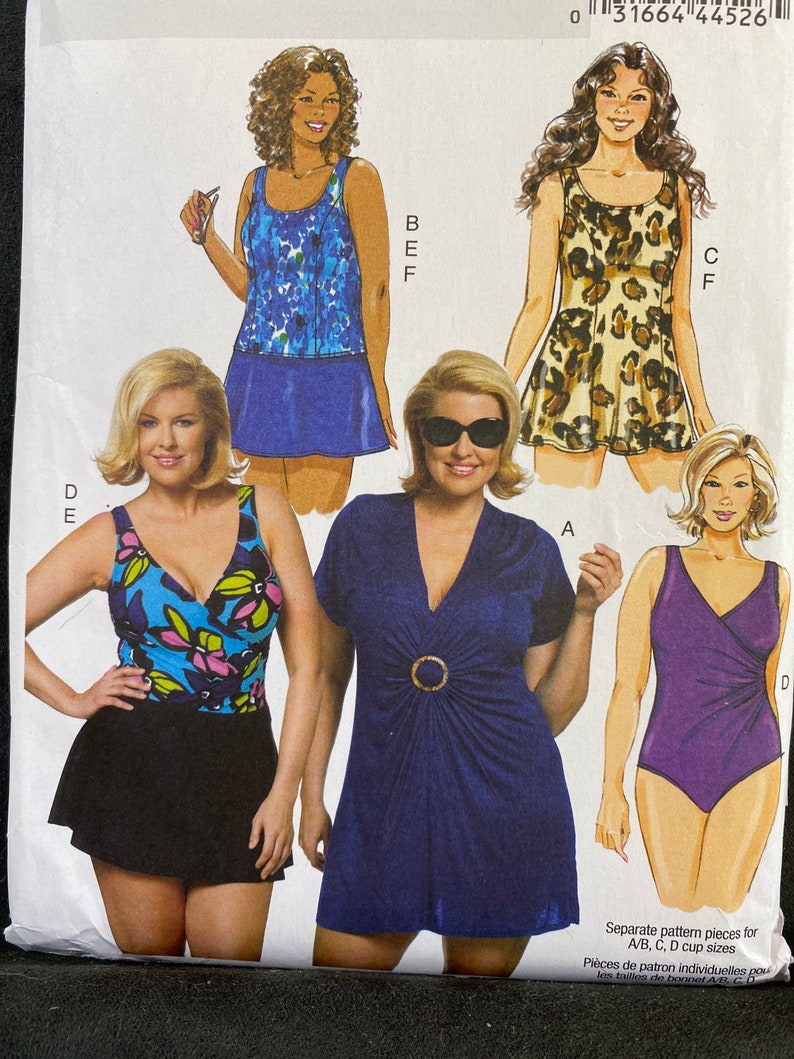 Uncut - Butterick #5795 Plus Size Swimsuit Sewing Pattern Size 26 to 32 ...