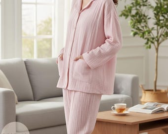 Women’s 4 Layer Cotton Gauze Pajama Set