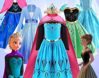Frozen Princess Dress for Girls • Elsa Anna Costume • Snow Queen Kids Cosplay Outfit • Birthday Party Dress • Halloween Dress Up