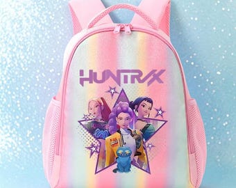 KPop Demon Hunters Rainbow Backpack • Rumi Mira Zoey Anime School Bag • Girls Student Rucksack • Cute Kids Bookbag Gift