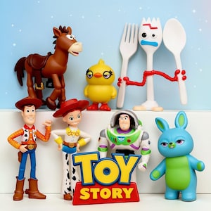 Toy Story Actionfigurset • Woody Buzz Lightyear Jessie Forky Bullseye-figurer • Tecknade samlarleksaker • Barnpresent bild 1