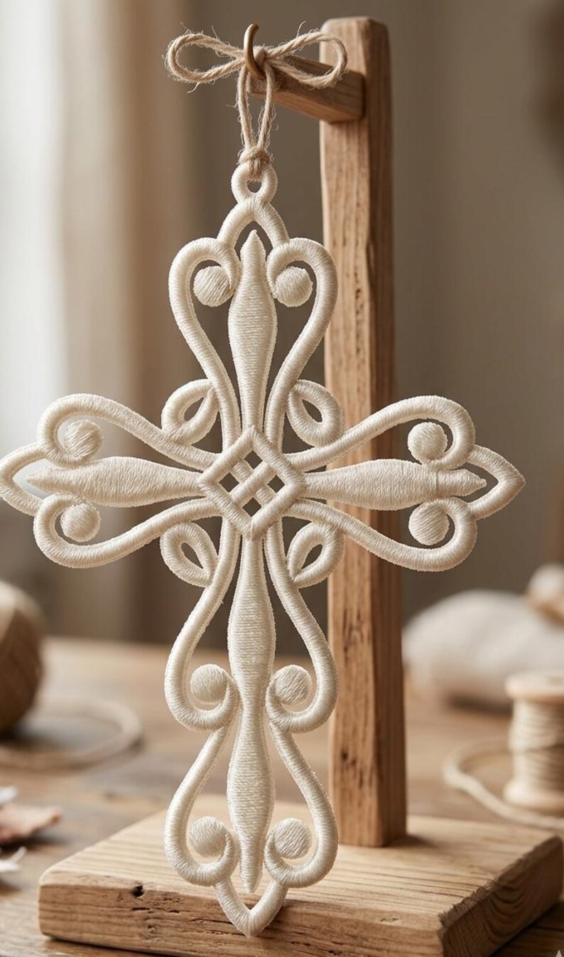Filigree Pattern Christian FSL Ornate Filigree Lace Cross, Religious Jewelry (4x4 Hoop) - Etsy