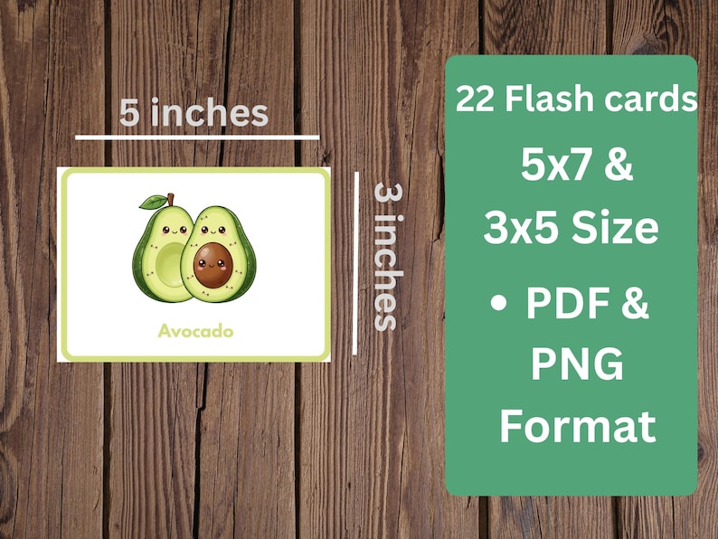 22 Fruits Flashcards, Kids Learning Cards, Montessori Style (digital ...