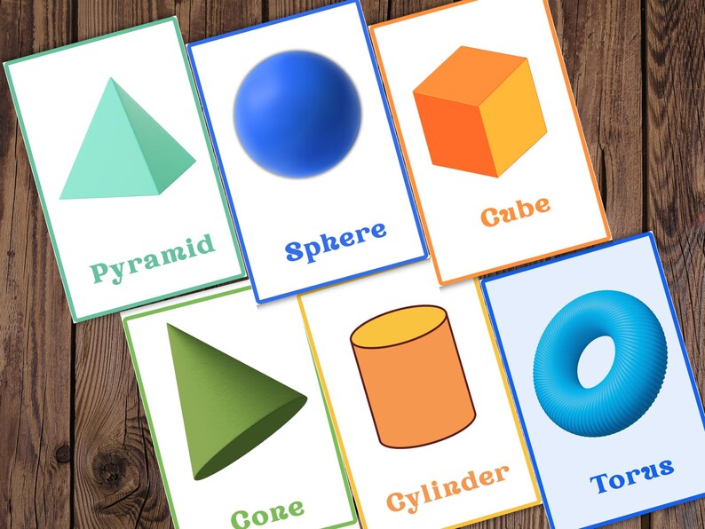 24 Shapes Flashcards for Toddlers, Learning Shapes Printable, Geometry ...