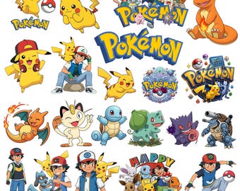Pokemon PNG Bundle 21 Designs, Anime Cartoon PNG, Sublimationsdesign, niedliche Charaktere Clipart, digitaler Download, Shirt Design PNG, 4500x4500