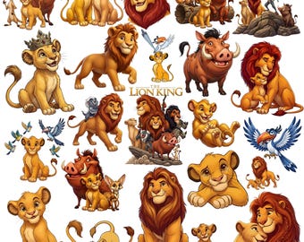 Der König der Löwen inspirierte PNG-Bundle, der König der Löwen Cartoon Clipart, Royal Lion Cub Designs, Sublimationspaket, sofortiger Download