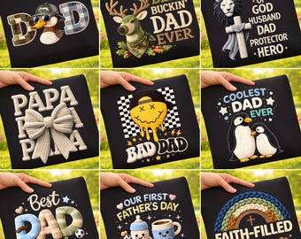 Vatertag Faux Garn häkeln PNG Bündel Lustige Papa Zitate Rad Dad DaddySaurus Best Dad Ever Knit Texture Sublimation Designs