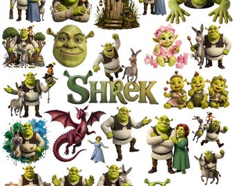 Shrek PNG Bundle 24 Dateien | Shrek Clipart, Esel Fiona PNG, Geburtstag Clipart, Sublimationsdesign, Instant Download