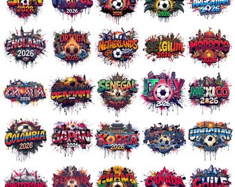 World Cup 2026 Fußball PNG Bundle - Graffiti Kunst der Nationalmannschaften (Digitaler Download)