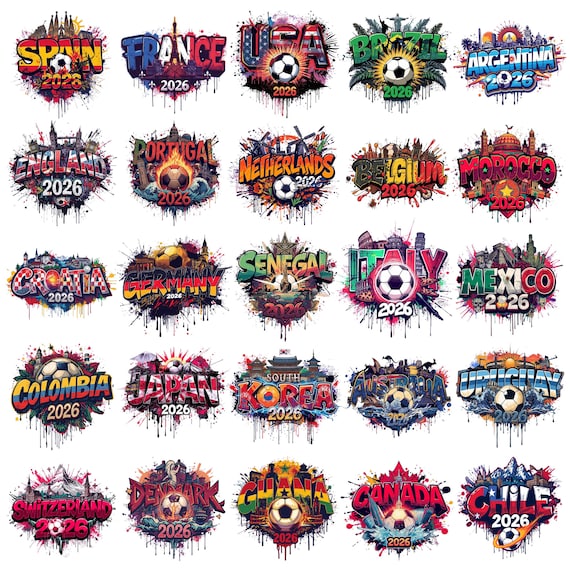World Cup 2026 Soccer PNG Bundle – National Teams Graffiti Art (Digital Download)