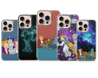 Futurama Phone Case Bender Cartoon Cover for iPhone 17, 17Pro, 16e, 15, 14, 13, 12, Samsung S25 Fe, S24, A17, A56, Pixel 10Pro, 9A