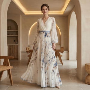 sachin and babi light blue dress flowy dress long sleeves main image 1