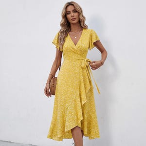 Faux Wrap Midi Dress - Etsy