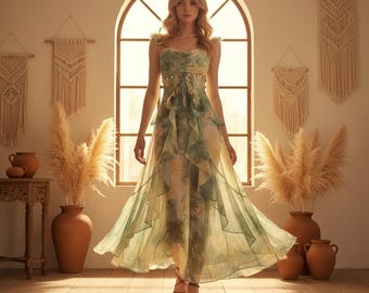 watercolor chiffon maxi dress Watercolor Maxi Dress Rene' Tyler Plus Sizes 12 & Above
