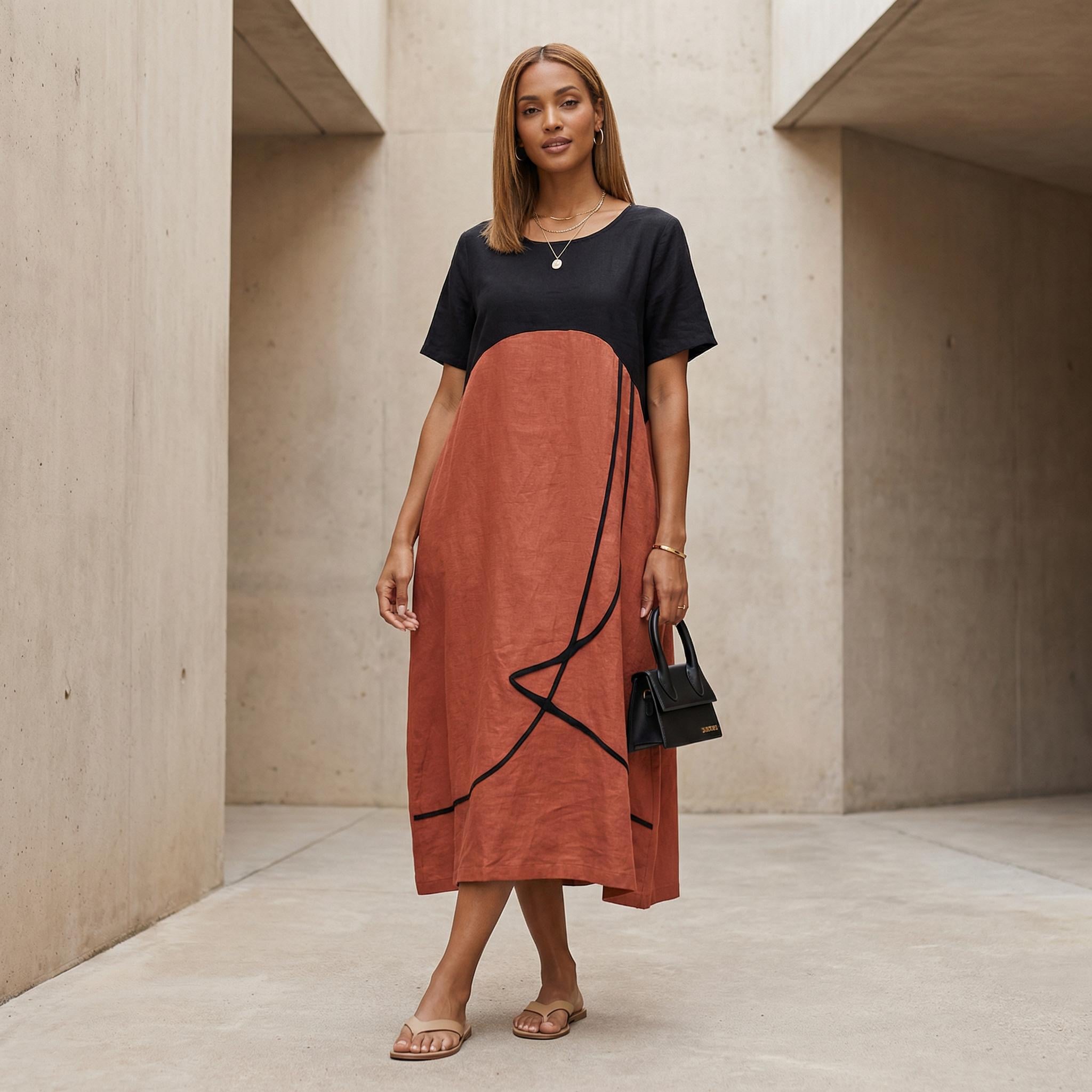 knee length dresses for ladies Aimee Puff Sleeve Midi Dress | Pink Multi