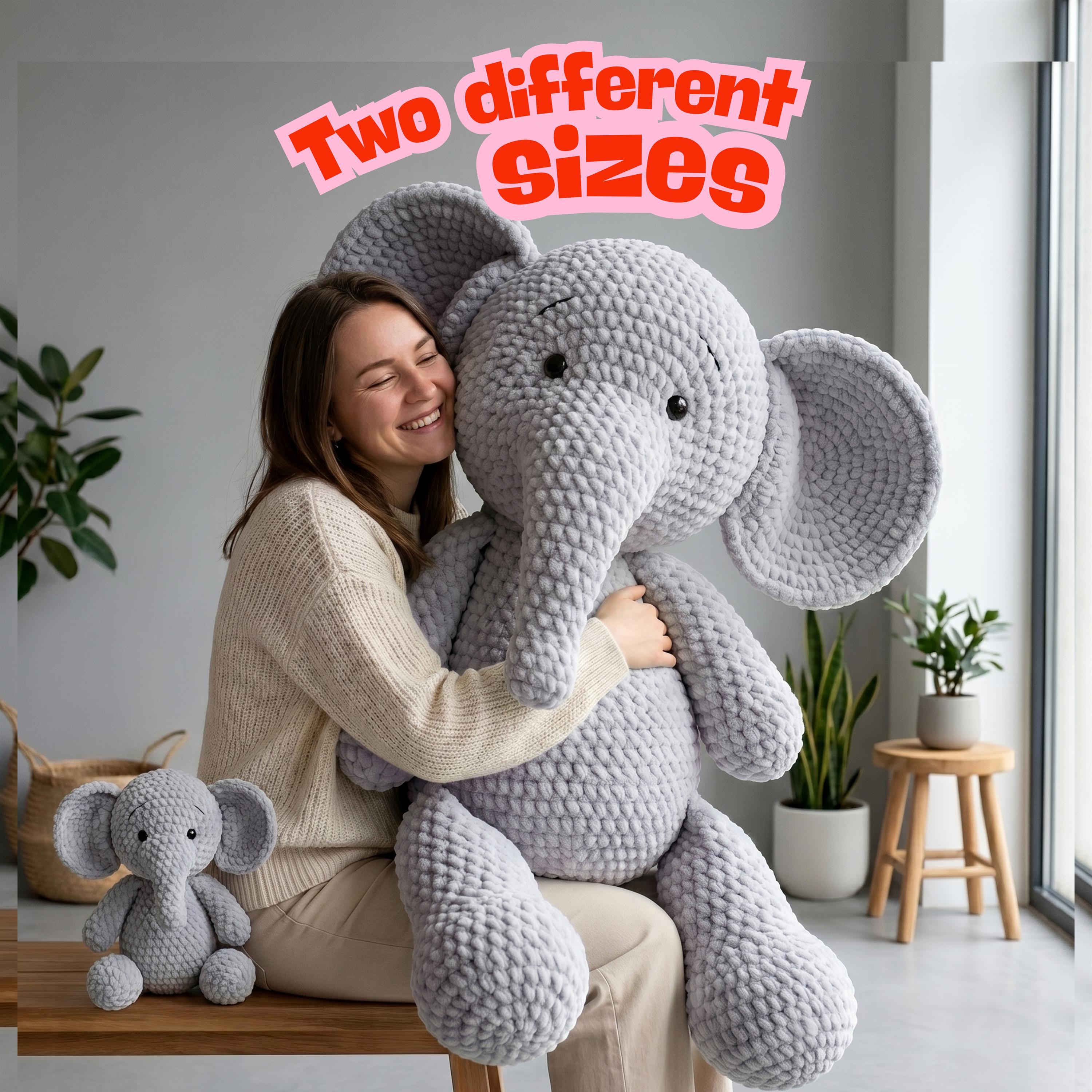 40 Elephant Crochet Patterns for Amigurumi, Plushies, Loveys, and Nursery Decor 25 Giant Crochet Elephant Pattern 2 sizes Handmade Soft