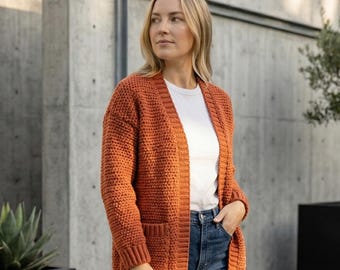 Beginner Crochet Cardigan Pattern PDF | Easy Oversized Raglan Cardigan | Step-by-Step Tutorial | XS–5XL