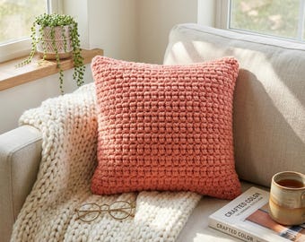Chunky Crochet Cushion Pattern PDF | Modern Throw Pillow | Beginner Friendly (PDF Download)