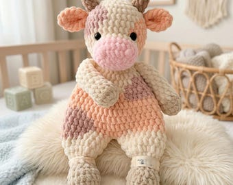 Crochet Cow Lovey Pattern | Plush Amigurumi Baby Toy (PDF)