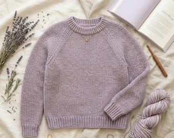 Easy Ribbed Raglan Crochet Sweater Pattern, Seamless Top-Down Crochet Sweater, Step-by-Step PDF