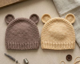 Baby Bonnet Knitting Pattern, Garter Stitch Ear Flap Hat (PDF Download)