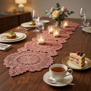 Mönster för virkad bordslöpare – Ananasspets oval, lantlig inredning (PDF-nedladdning)