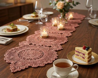 Crochet Table Runner Pattern – Pineapple Lace Oval, Farmhouse Décor (PDF Download)