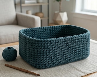 Crochet Basket Pattern PDF | Crochet Storage Basket Pattern | Modern Crochet Organizer Basket | DIY Home Storage Crochet Pattern