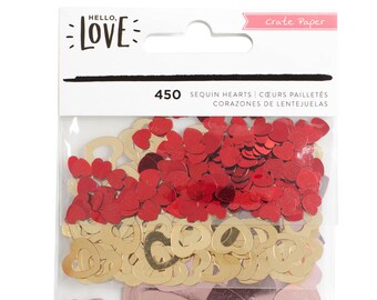 Crate Paper Hello Love Sequin Hearts -- MSRP 3.00