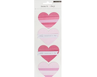 Crate Paper Heart Day Layered Embellishments - Fringe Hearts -- MSRP 4.00