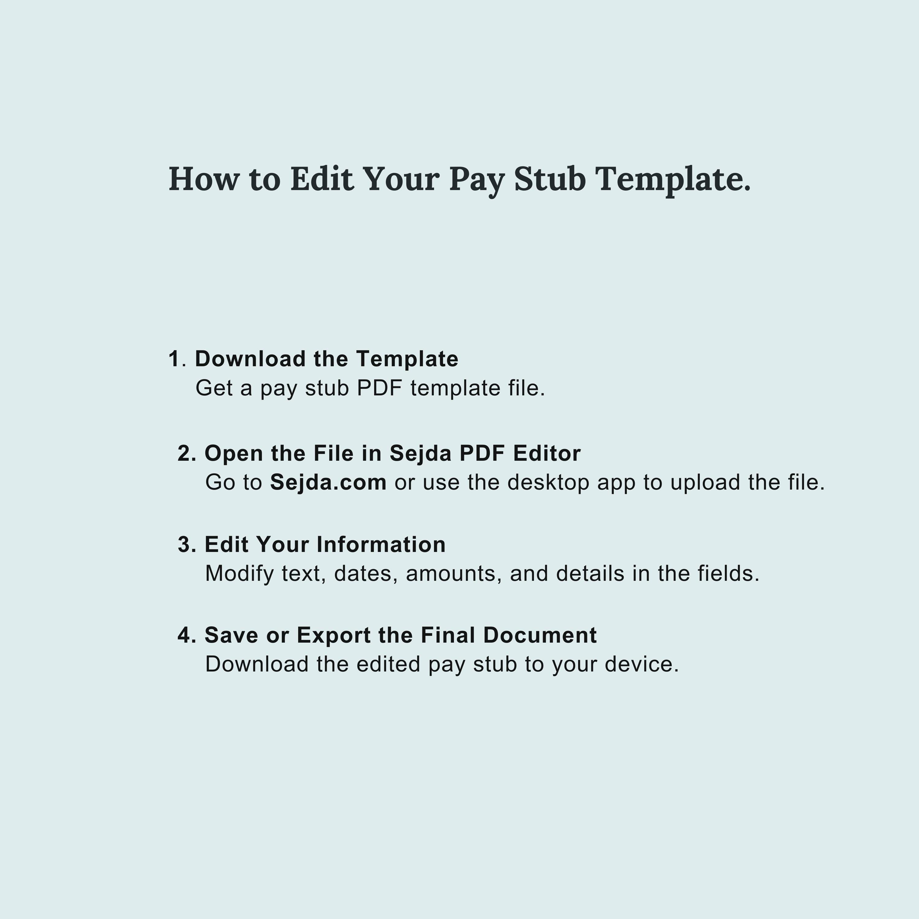 Editable Paystub Template.pdf Editable Paystub Template PDF, Salary Slip Template, Pay Slip Template ...