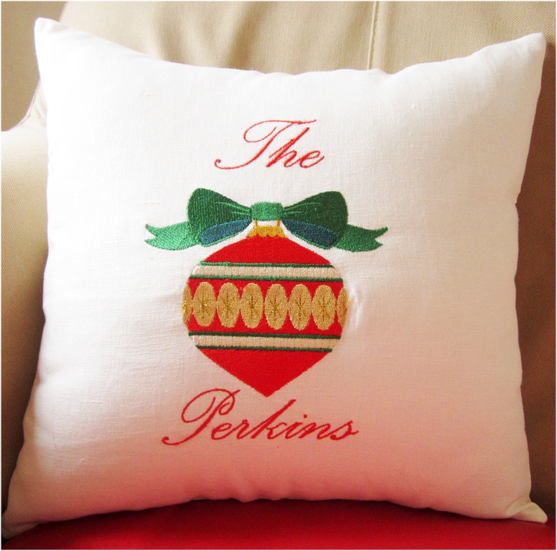 Personalized Embroidered Christmas Pillow Hip Holiday 100 Etsy