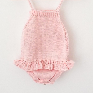 Hand Knitted Baby Girl Romper,100% Cotton Onesie,Knit Baby Onesies,Newborn Baby Clothes,Knit Baby,Girl Romper,Newborn Baby Gift,Baby Gift