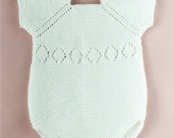 Hand Knitted White Cotton Baby Romper,Baby Girl Hand Knitted Romper,Summer Hand Knitted Set,Newborn Baby Girl Clothes,baby Girl Shower Gift