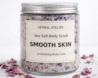 Sea Salt Detox Rose Argan Oil Body Peeling,Natural Herbal Scrub, Exfoliating Skin Care, Handmade Spa Body PolishGlowing Skin | Gift for Her