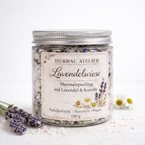 Lavender Sea Salt Scrub • Natural Body Scrub • Vegan Spa Care • Lavendel Peeling • Relaxing Skincare • Gift for Her