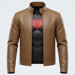 Red Hood Inspired Leather Jacket | Jason Todd Arkham Knight Cosplay Biker Costume